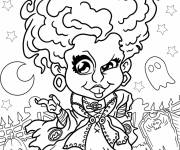 Coloriage Hocus Pocus Chibi Winifred qui fait rire