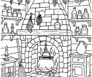 Coloriage Int&eacute;rieur du chalet Hocus Pocus