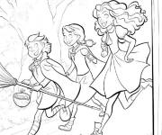 Coloriage Les s&oelig;urs en courant