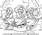 Coloriage Les s&oelig;urs se d&eacute;place sur leurs balais