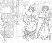 Coloriage Les sorci&egrave;res de Hocus Pocus dans la ville
