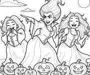 Coloriage Les sorci&egrave;res Sanderson heureuses