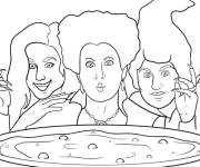 Coloriage Les trois sorci&egrave;res du film Hocus Pocus en mission