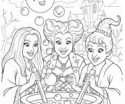 Coloriage Les trois sorci&egrave;res pr&eacute;parent leur potion magique