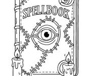 Coloriage Livre de sorts Hocus Pocus en noir et blanc