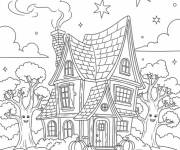 Coloriage Maison hant&eacute;e des sorci&egrave;res de Hocus Pocus