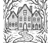 Coloriage Maisons hant&eacute;es de Salem