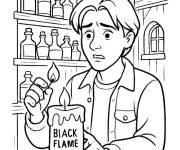 Coloriage Max allume une bougie &agrave; flamme noire
