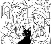 Coloriage Max et Dani avec le chat Binx