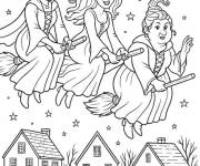 Coloriage Paysage des s&oelig;urs Sanderson en vol