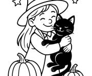 Coloriage Petite sorci&egrave;re Dani avec Binx