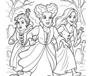 Coloriage S&oelig;urs Sanderson en courant dans la cimeti&egrave;re