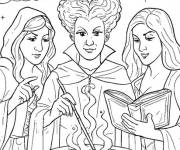 Coloriage S&oelig;urs Sanderson pratiquent le magie