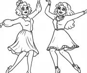 Coloriage S&oelig;urs Sanderson qui dansent