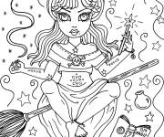 Coloriage Sarah Sanderson sur son balaie
