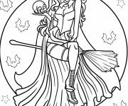 Coloriage Sarah Sanderson tenant un cr&acirc;ne