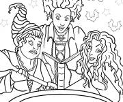 Coloriage Soeurs Sanderson devant le chaudron de la sorci&egrave;re