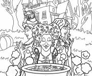 Coloriage Soeurs Sanderson devant une maison hant&eacute;e