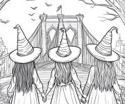 Coloriage Soeurs Sanderson sur le pont