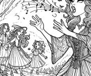 Coloriage Sorci&egrave;re du film Hocus Pocus qui chante