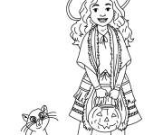 Coloriage Sorci&egrave;re et son chat de Hocus Pocus