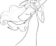 Coloriage Sorci&egrave;re pr&ecirc;t &agrave; lancer un sort