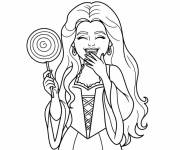 Coloriage Sorci&egrave;re qui aime les sucr&eacute;s