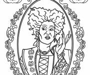 Coloriage Sorci&egrave;re Winifred Sanderson dans un miroir