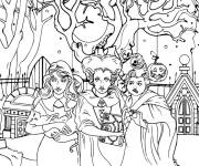 Coloriage sorci&egrave;res pr&ecirc;ts pour Halloween