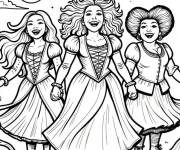 Coloriage Trois sorci&egrave;res du film Hocus Pocus pour adulte