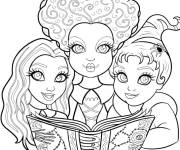 Coloriage Trois sorci&egrave;res Hocus Pocus chibi