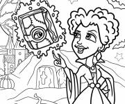 Coloriage Winifred Sanderson avec son livre de sorts