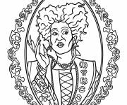Coloriage Winifred Sanderson Dans Miroir &agrave; motif