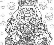 Coloriage Winifred, Sarah et Mary Sanderson brandissent un livre de sorts