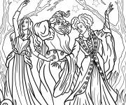 Coloriage Winifred, Sarah et Mary Sanderson dans la for&ecirc;t