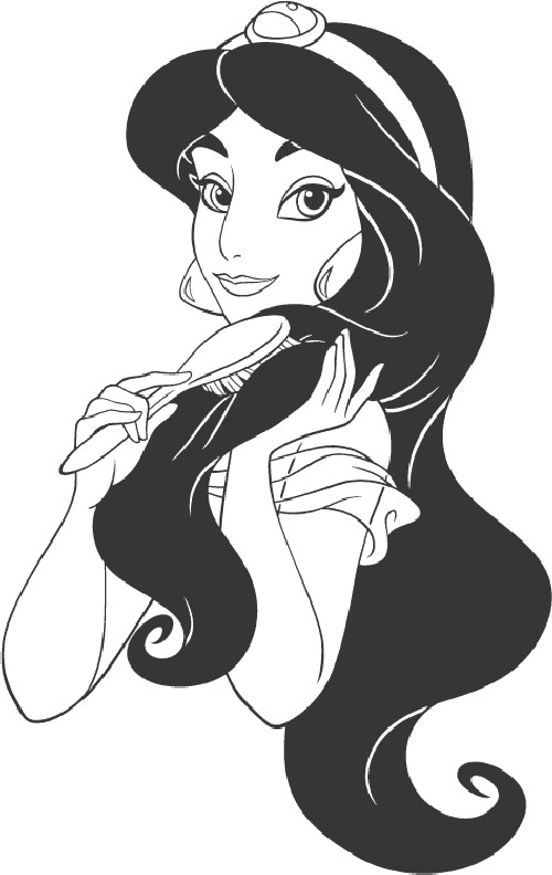 Coloriage et dessins gratuits Jasmine brosse ses cheveux noirs à imprimer