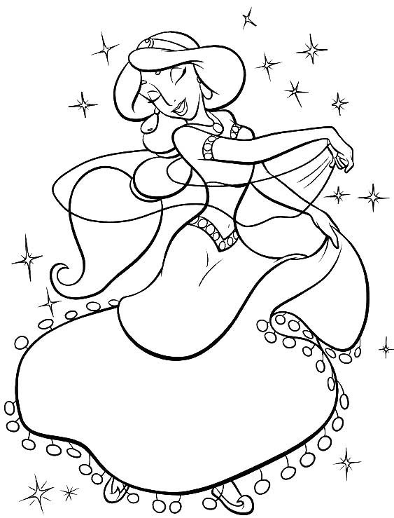 Coloriage et dessins gratuits Jasmine entrain de danser à imprimer