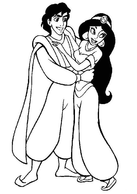Coloriage et dessins gratuits Jasmine et Aladin à imprimer
