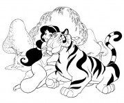 Coloriage Jasmine et son tigre