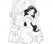 Coloriage Jasmine se maquille