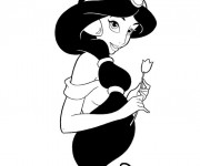 Coloriage et dessins gratuit Jasmine tient une tulipe en main à imprimer