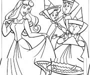 Coloriage et dessins gratuit Aurore avec les fées à imprimer