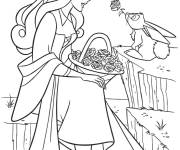 Coloriage Aurore de Disney parle avec les animaux