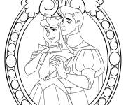 Coloriage Aurore et prince dans le miroir