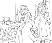 Coloriage Aurore se pr&eacute;pare pour la f&ecirc;te