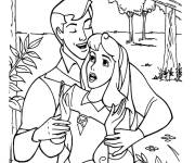 Coloriage belle au bois dormant surpris par le prince