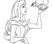 Coloriage L'&eacute;cureuil avec l'adorable princesse Aurore