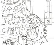 Coloriage La Belle au bois dormant et les cadeaux de Noel