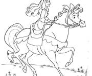 Coloriage et dessins gratuit La Belle au bois dormant sur le cheval à imprimer