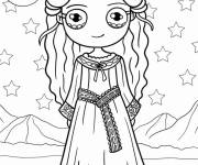 Coloriage Petite princesse Aurore Kawaii